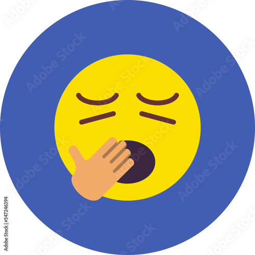 Yawn Multicolor Circle Flat Icon