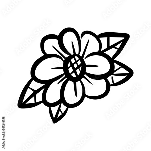 Vector illustration. Flower tattoo coloring book.