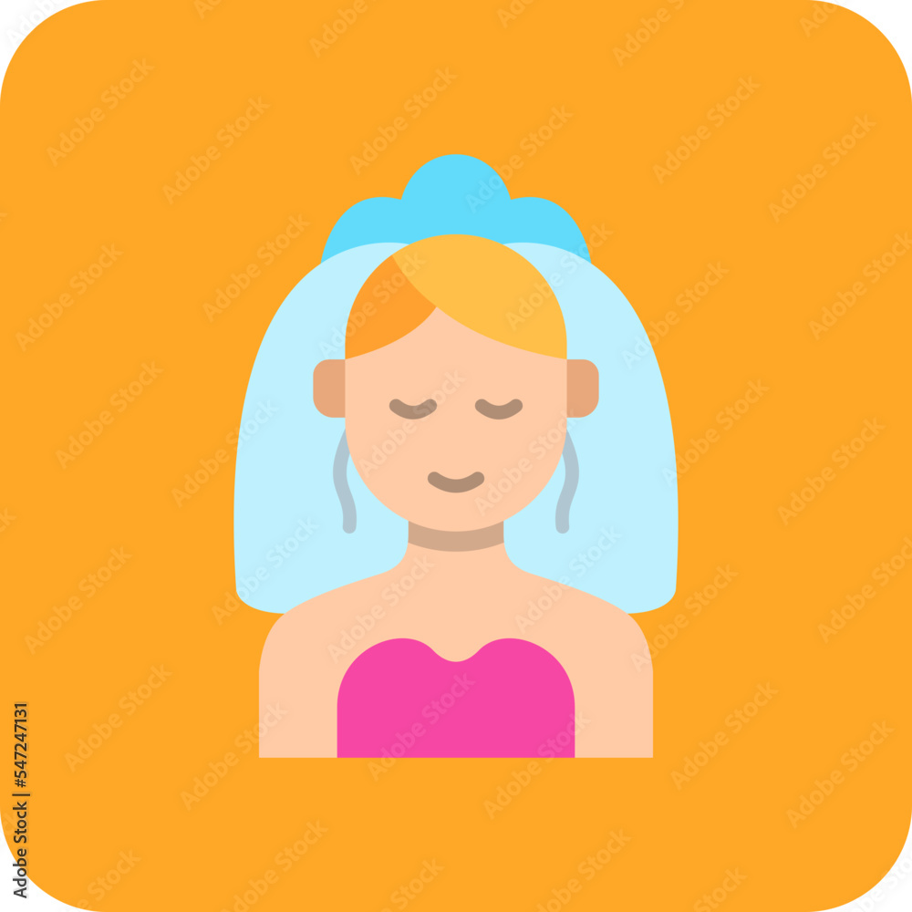 Obraz premium Bride Multicolor Round Corner Flat Icon