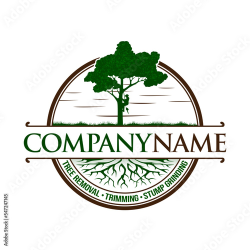 Tree service vintage logo design on white background