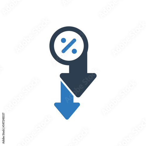 Percentage Down Icon - Discount Icon
