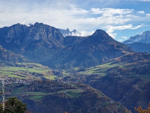 View of the beautiful mountains from Colarbo on Ritten in South Tyrol  Italy.