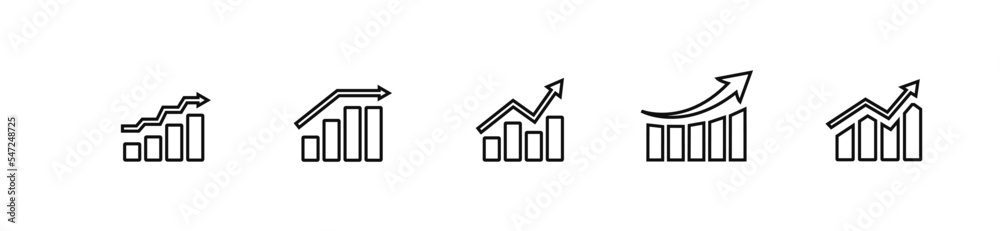 Growing graph icons set. Vector illustration. Growing graph icons set. Vector illustration.