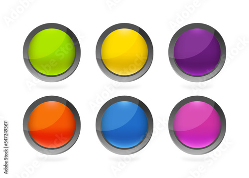 Colorful bright buttons set. Vector design.	