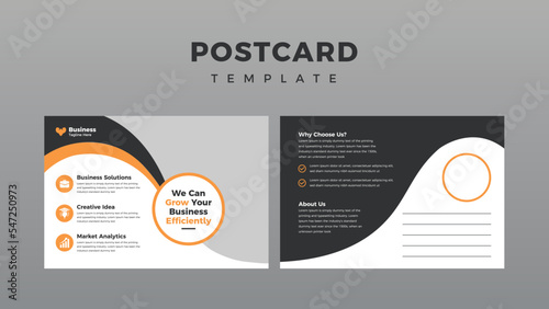 Business Postcard design template. Postcard real estate, flyer template, brochure, business postcard, postcard template, post card, postcard layout photo