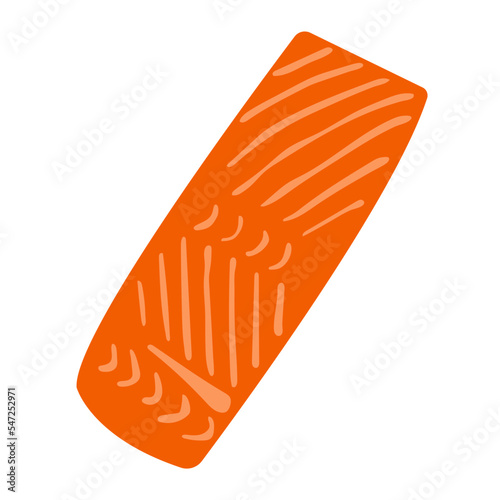 Simple flat fresh red salmon fish fillet slice