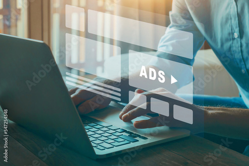 Online Advertising concept, ad on internet, digital marketing photo