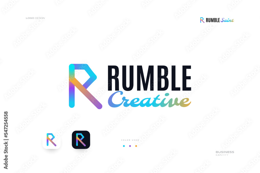 Abstract and Creative Letter R Logo Design with Colorful Blend Style Abstract and Creative Letter R Logo Design with Colorful Blend Style