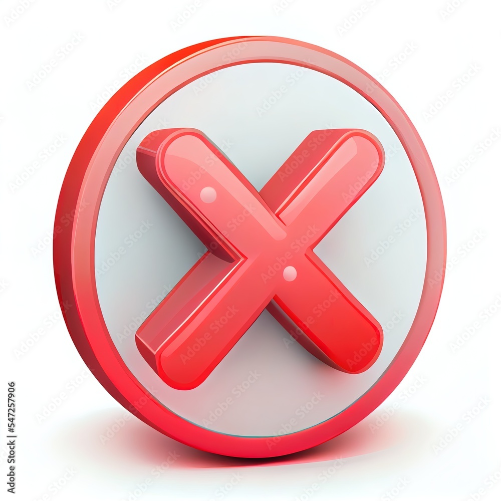 Obraz premium Cancel cross icon isolated over white background. 3D rendering.