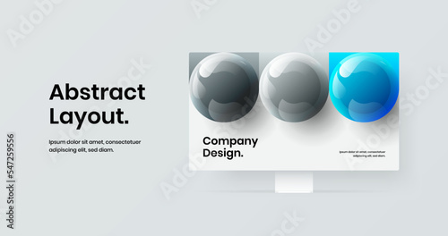 Modern presentation design vector template. Clean computer display mockup web project concept.
