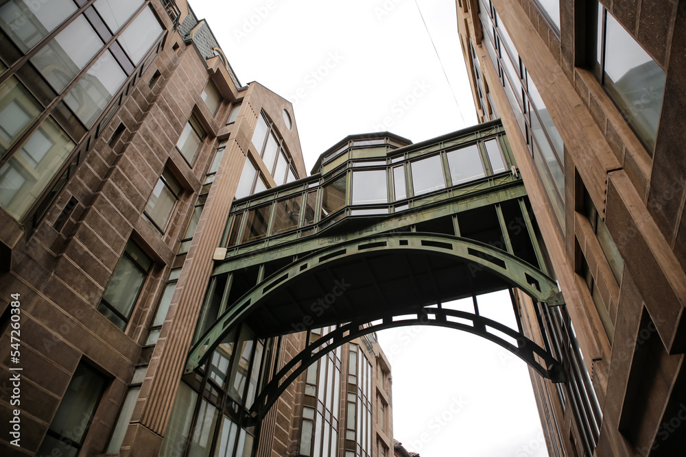 Obraz premium brick building texture with big windows