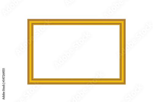Empty Gold Picture Photo Frame Isolated on White Vector Illustration