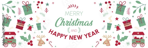 Merry Christmas and Happy New Year - Banner - Title and illustrations