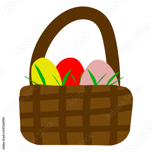 easter basket with eggs, element for your design