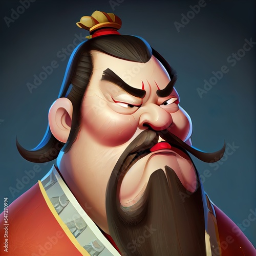 Cartoon Character of Chinese Emperor, Qin Shi Huang.