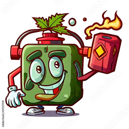 gasoline jerry can smoking blunt from weed flower cannabis nug bud character cartoon photo