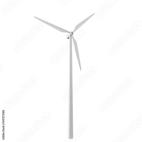 3D Illustration. Wind turbine on an isolated white background. Sustainable and renewable energy concept.