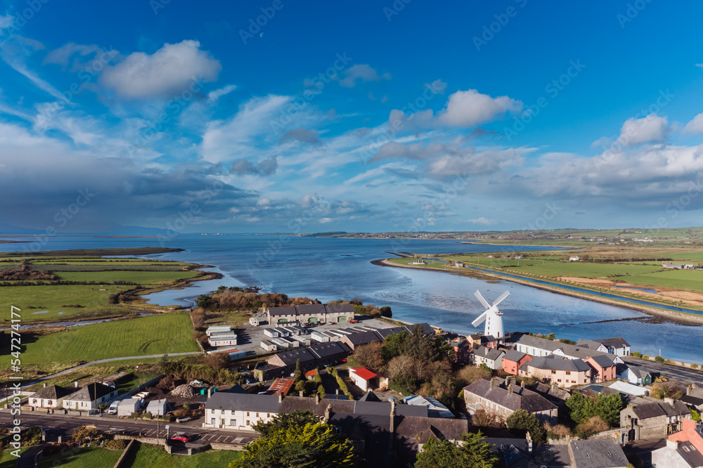 scenic view of Blennerville windmill on The Dingle peninsula in County Kerry, Ireland. High quality photo