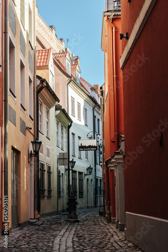 Famous alley in the old town of Riga  Latvia