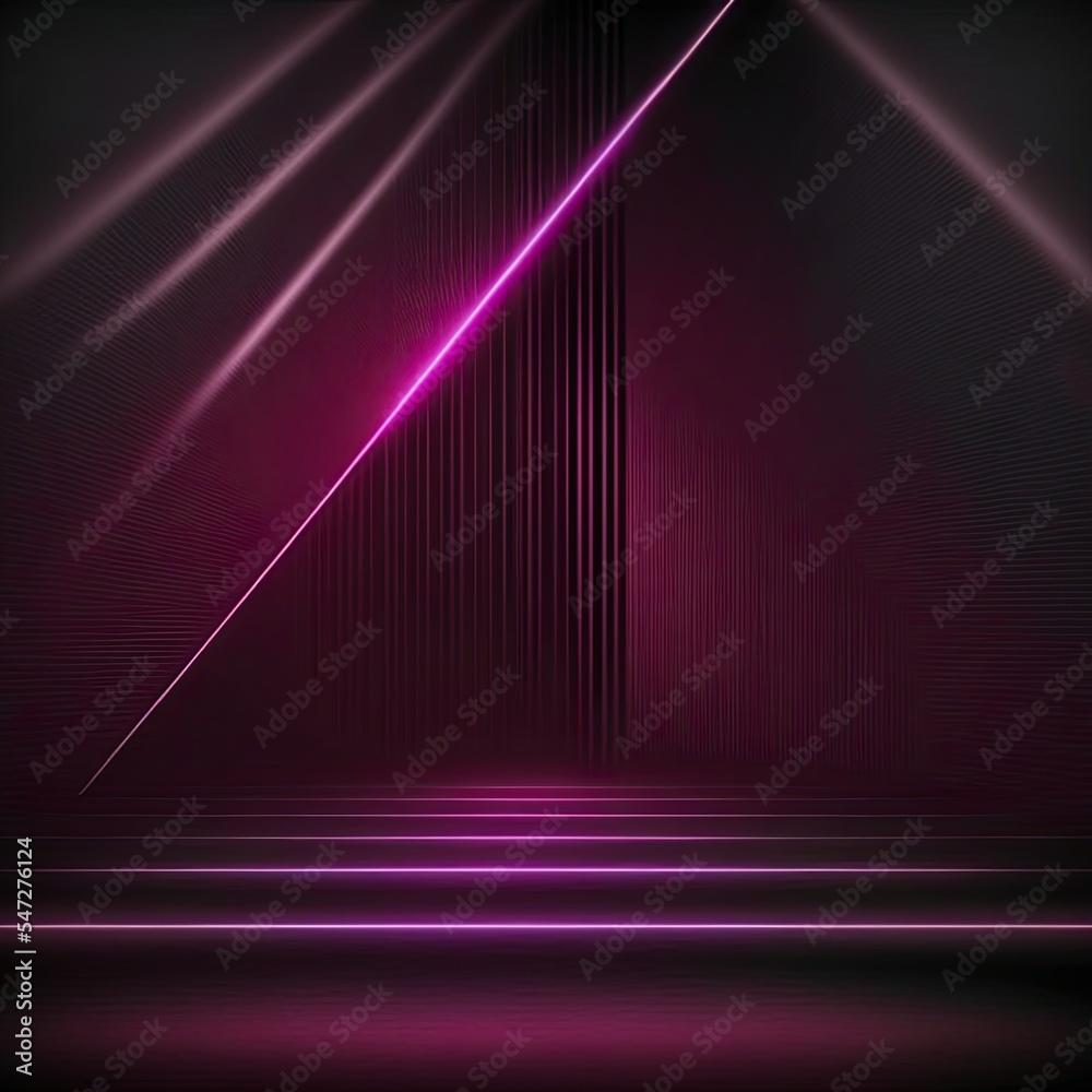 Dark background. Room with pink neon lights. Lines and LEDs, night view. Abstract pink wallpaper. Dark background. Room with pink neon lights. Lines and LEDs, night view. Abstract pink wallpaper.