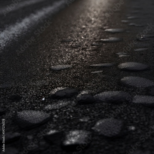 Dark wet road asphalt stones background