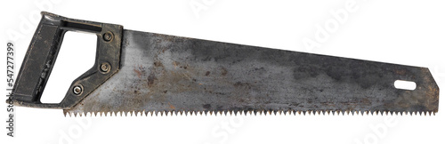 old handsaw, vintage tool. isolated on a transparent background photo