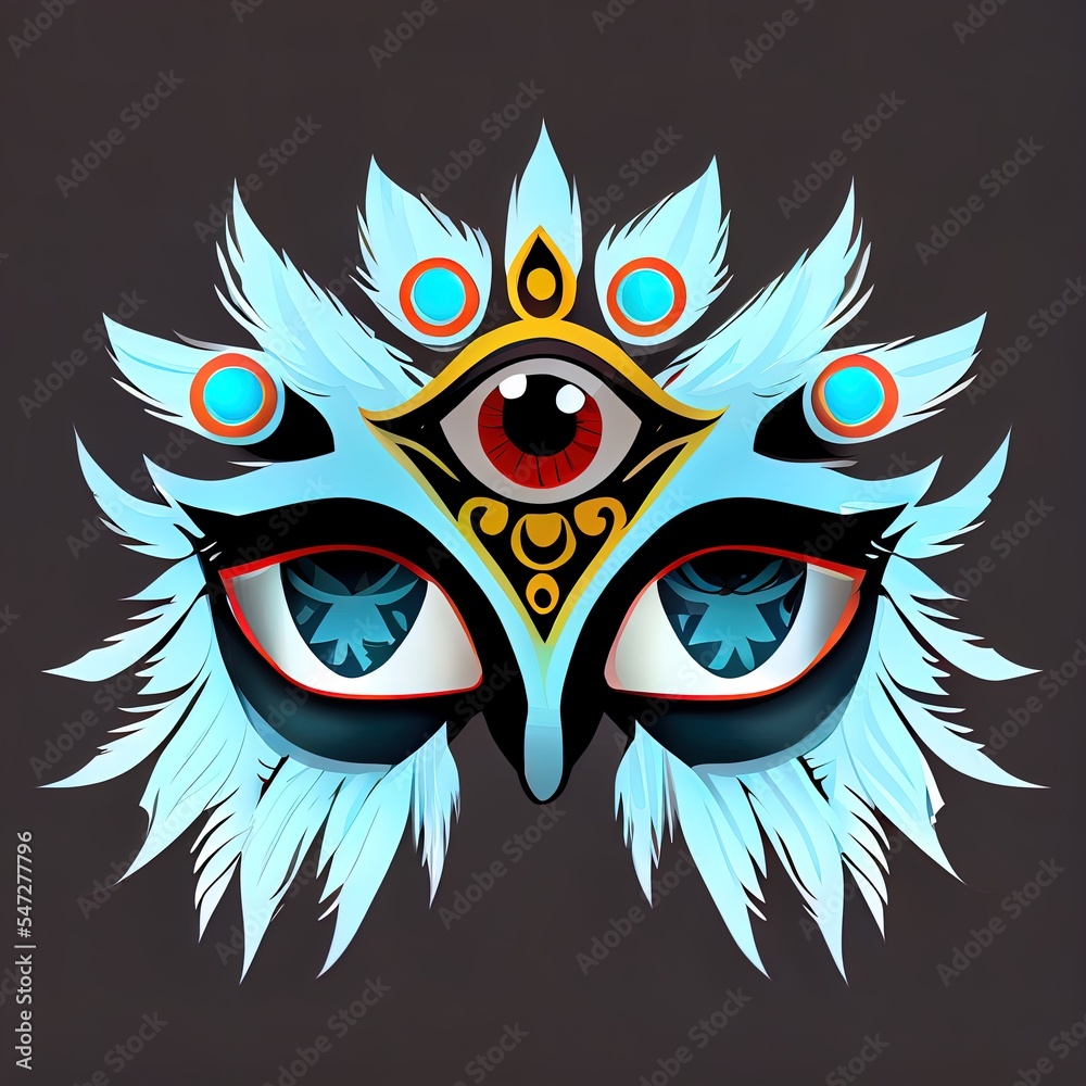 Obraz premium mask white eyes 2d illustrated template