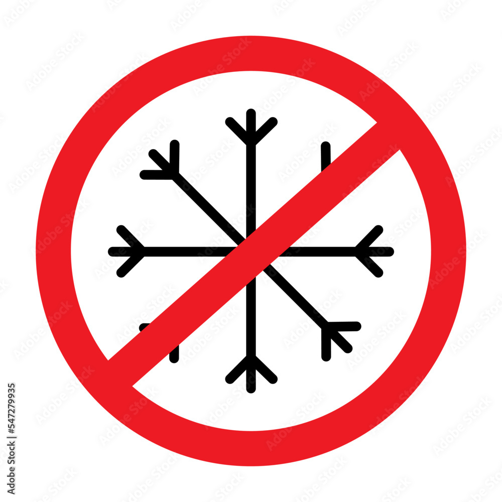 Outline drawing of a snowflake under a prohibition sign in a minimalist style. Line art. Isolate Outline drawing of a snowflake under a prohibition sign in a minimalist style. Line art. Isolate