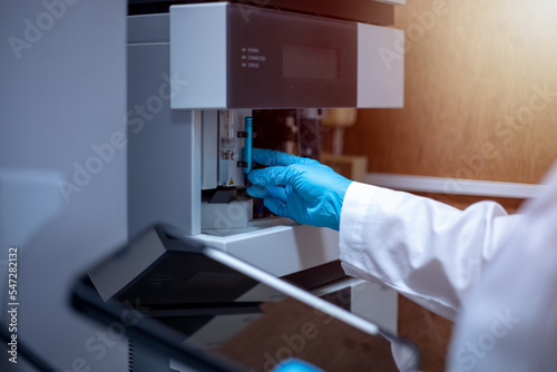 Print op canvas Scientist performs maintenance checks of the analytical instrument, Liquid Chromatography Mass Spectrometer LC/MS before and after use