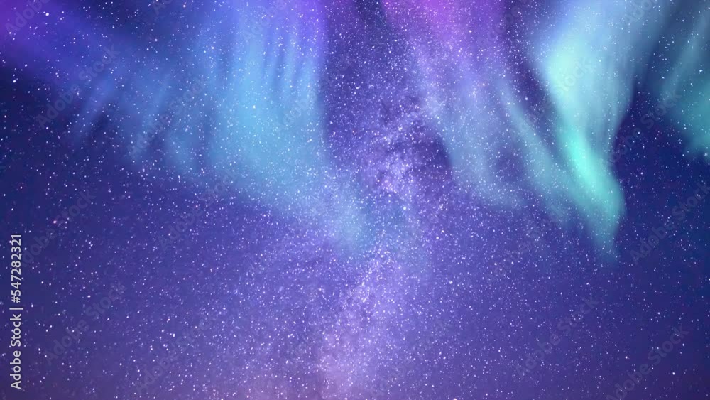 Aurora Purple Green and Milky Way Loop South Sky