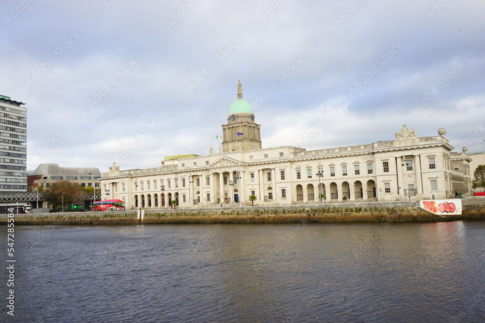 The Custom House and City View of Dublin City in Ireland