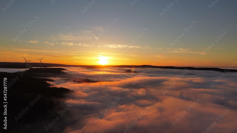 Ocean of clouds, drone view