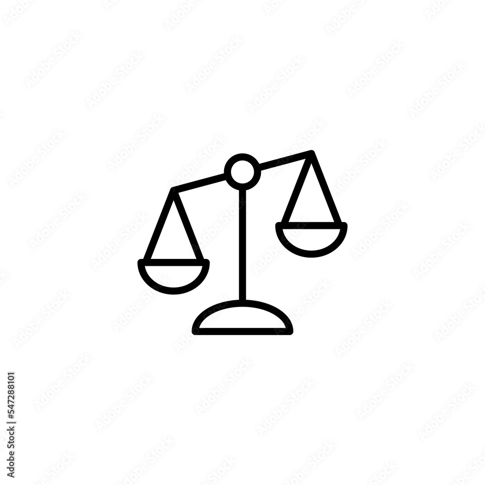Scales icon vector illustration. Law scale icon. Justice sign and symbol Scales icon vector illustration. Law scale icon. Justice sign and symbol