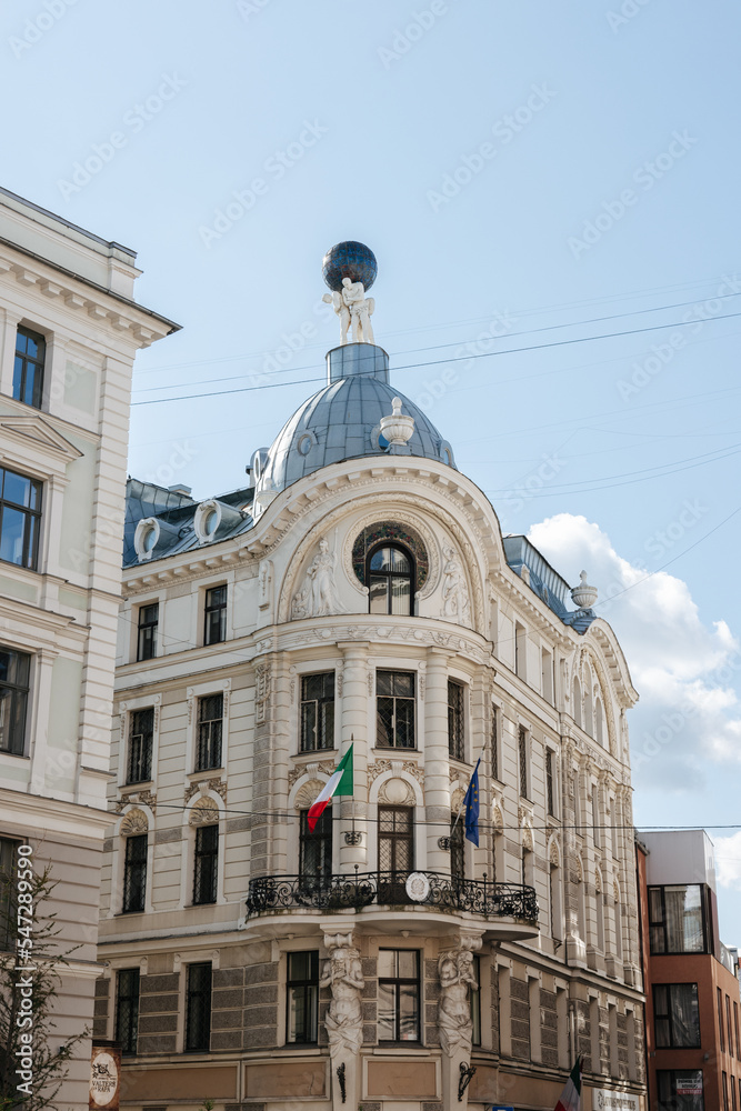 Fototapeta premium Building facades in the old town of Riga, Latvia
