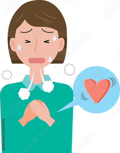 心拍数が上がって呼吸があらい女性
