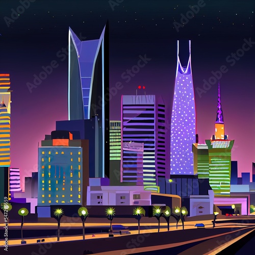 Riyadh skyline at night #7, Capital of Saudi Arabia photo
