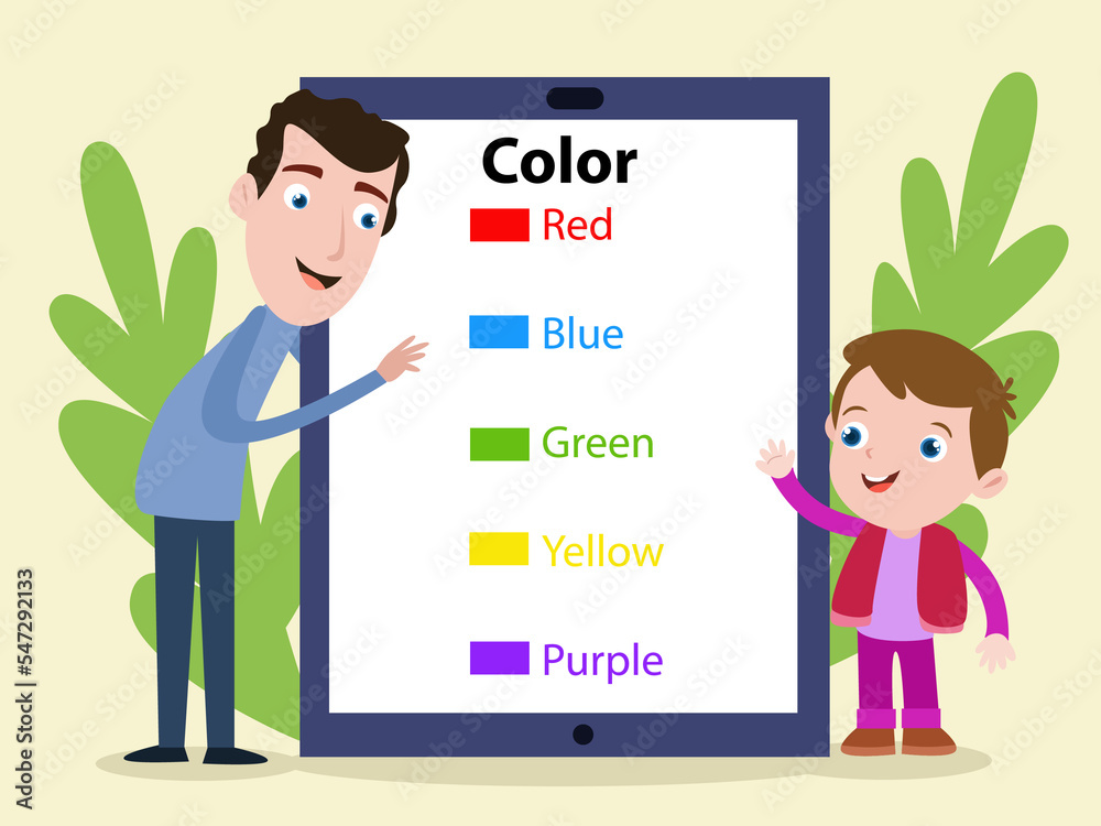 Boy learn colors with a teacher Boy learn colors with a teacher