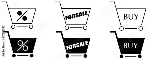 set icon shooping cart symple. style sign sympol app or web, vector illustration photo