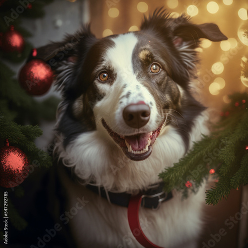 Dog portrait, merry christmas shot puppy. © Llama-World-studio