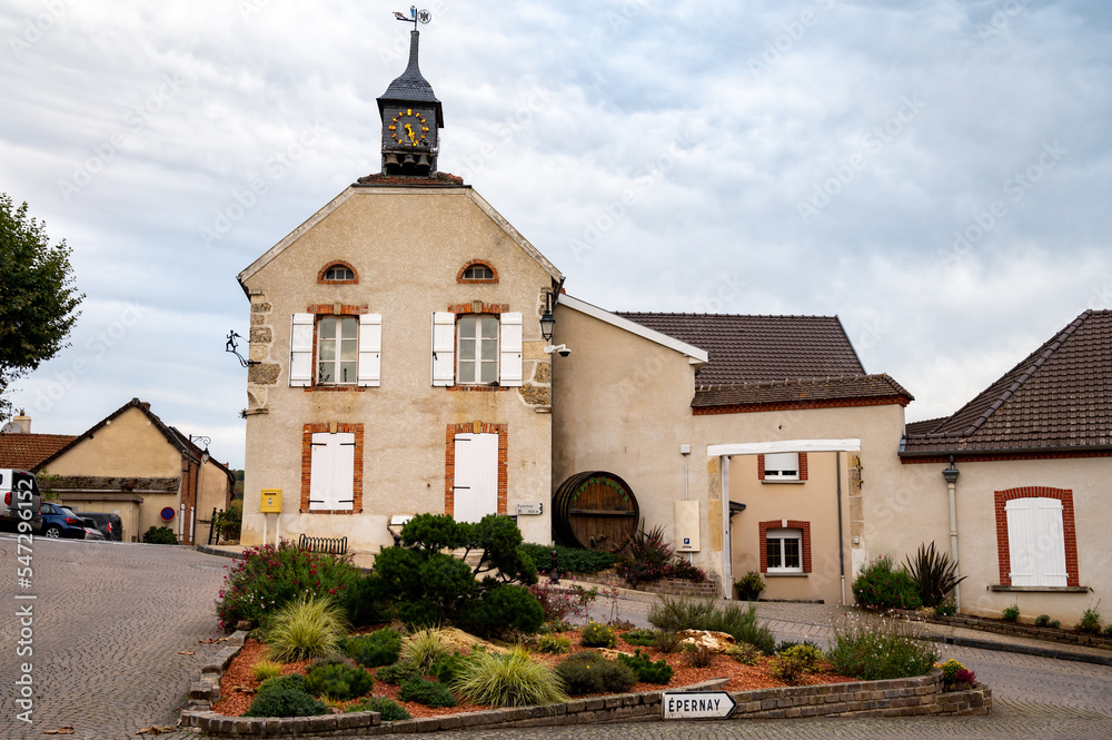 Fototapeta premium Beautiful French architecture in Champagne sparkling wine making town Hautvillers, Champagne, France