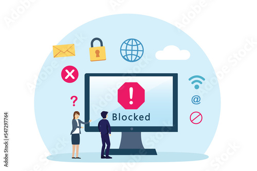 Social networks or website connection blocked, flat design illustration 