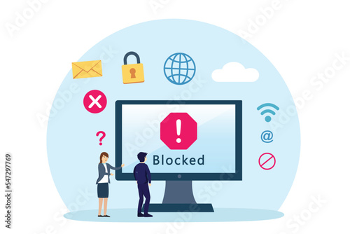 Social networks or website connection blocked, flat design illustration 