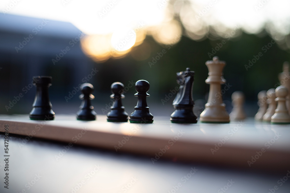 Chess pieces on the board Chess pieces on the board