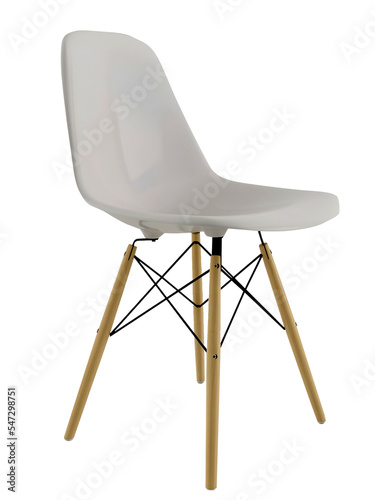 White scandinavian cafe chair mockup. Perspective.  Transparent. Png