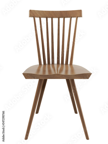 Classic wooden dining chair mockup. Front view. Transparent. Png