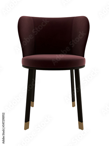 Magenta and black dining chair mockup. Front view. Transparent. Png