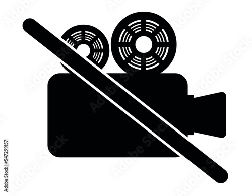 vector illustration of black icon of the silhouette of a disabled or inactive video camera