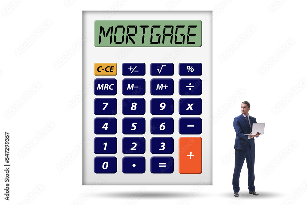 Concept of mortgage loan with calculator Concept of mortgage loan with calculator
