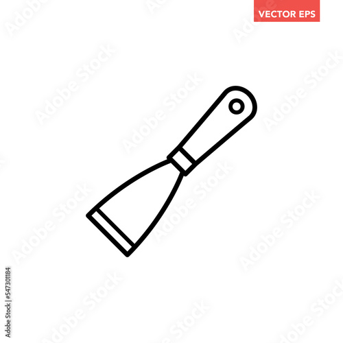 Black single scraper line icon, simple putty knife tool flat design pictogram, infographic vector for app logo web button ui ux interface elements isolated on white background