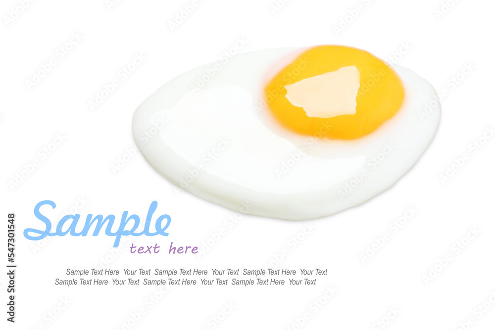 Tasty fried egg on white background. Space for design Tasty fried egg on white background. Space for design